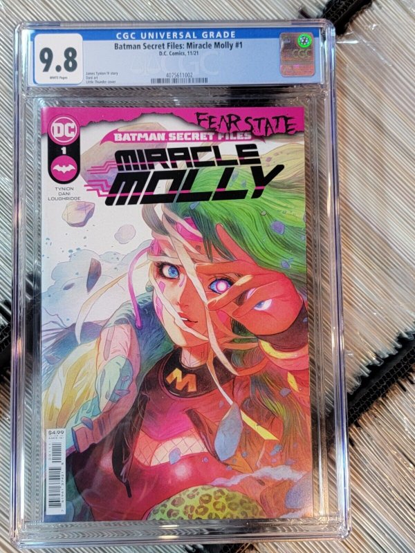 Batman Secret Files Miracle Molly #1 (DC Comics, 2021), CGC 9.8 graded comic book, Universal Blue label — front cover in its holder
