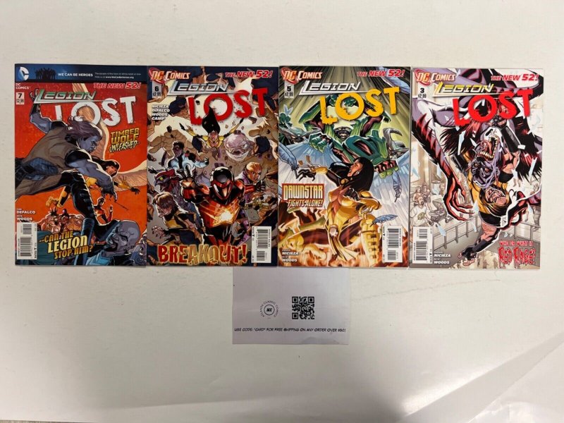 4 Legion Lost DC Comic Books # 3 5 6 7 Superman Wonder Woman Batman 57 JS44, raw, ungraded comic book — front cover