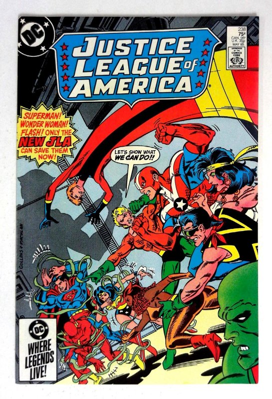 Justice League of America #238 (DC Comics, 1985), raw comic book in NM- condition — front cover