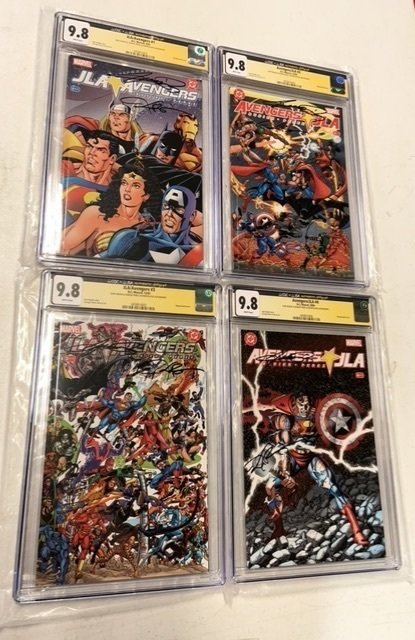JLA/Avengers (2003) #1-4 Complete Double Signed Authenticated CGC 9.8 Perez (2003), CGC 9.8 graded comic book — front cover in its holder
