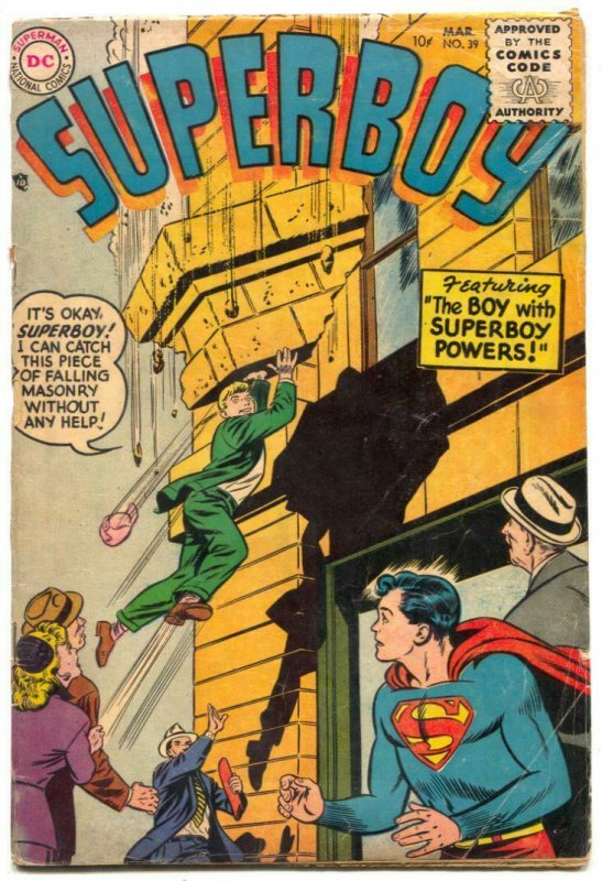 Superboy #39 (DC Comics, 1955), raw comic book in VG condition — front cover