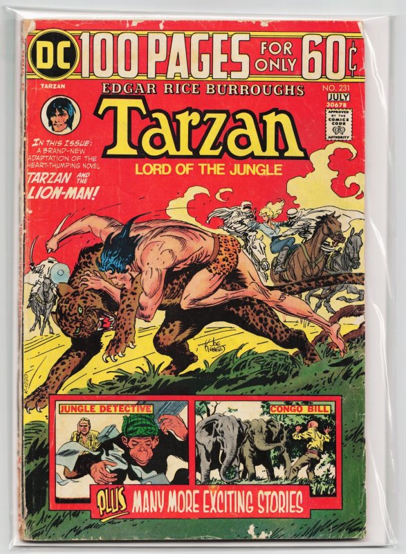 Edgar Rice Burroughs' Tarzan #231 (1974), raw, ungraded comic book — front cover