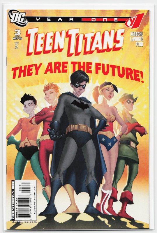 Teen Titans: Year One #3 (DC Comics, 2008), raw, ungraded comic book — front cover