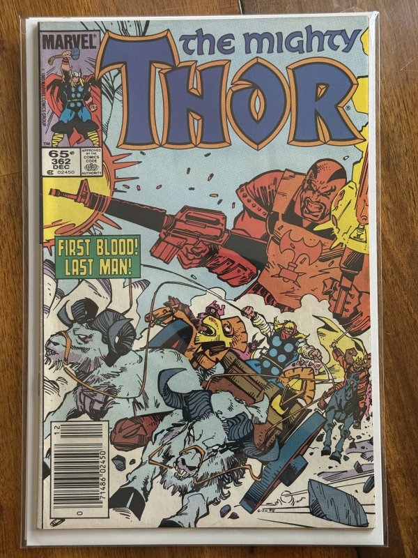 The Mighty Thor #362 (Marvel Comics, 1985), raw comic book in FN/VF 7.0 condition — front cover