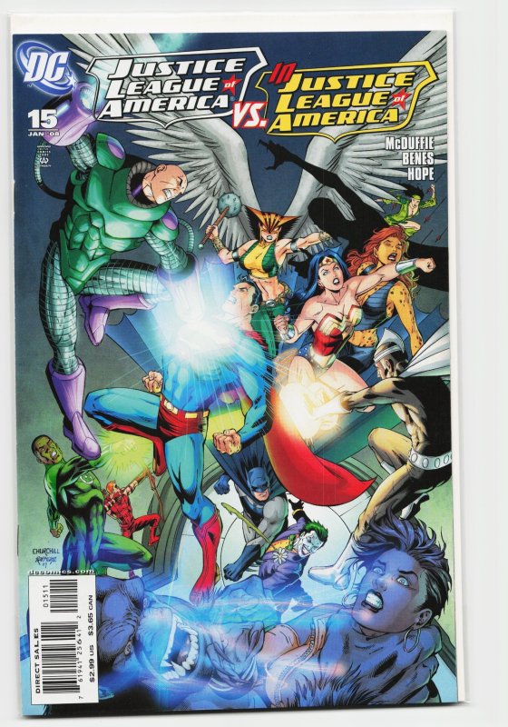 Justice League of America #15 (DC Comics, 2008), raw, ungraded comic book — front cover
