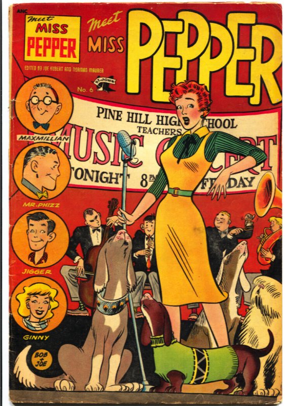 Meet Miss Pepper #6 (St. John Publications, 1954), raw, ungraded comic book — front cover