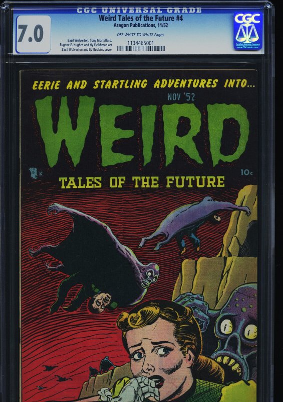 Weird Tales of the Future #4, CGC 7.0 graded comic book, Universal Blue label — front cover in its holder