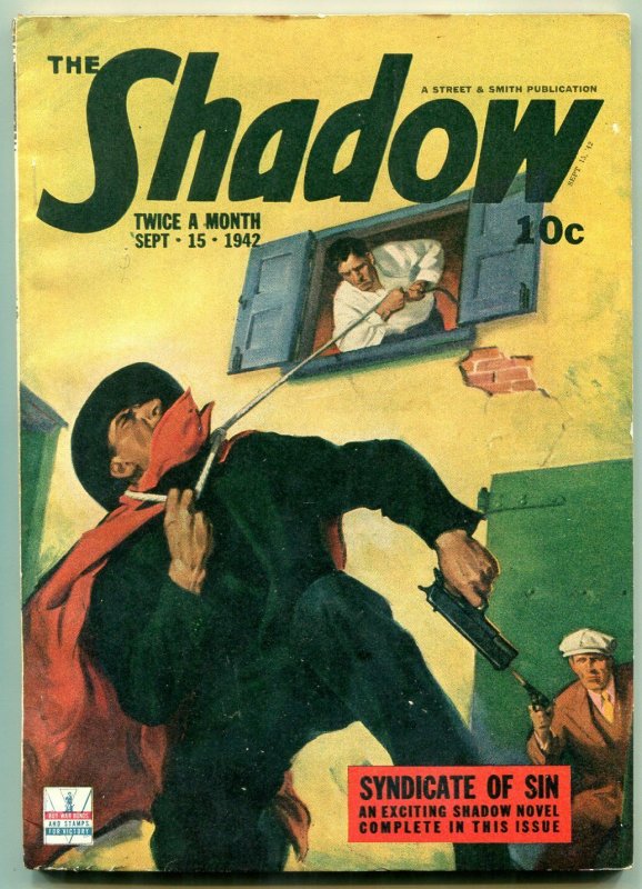 Shadow Pulp September #15 (1942), raw comic book in VF condition — front cover