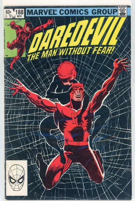 Daredevil #188 (Marvel Comics, 1982), raw comic book in VF 8.0 condition — front cover
