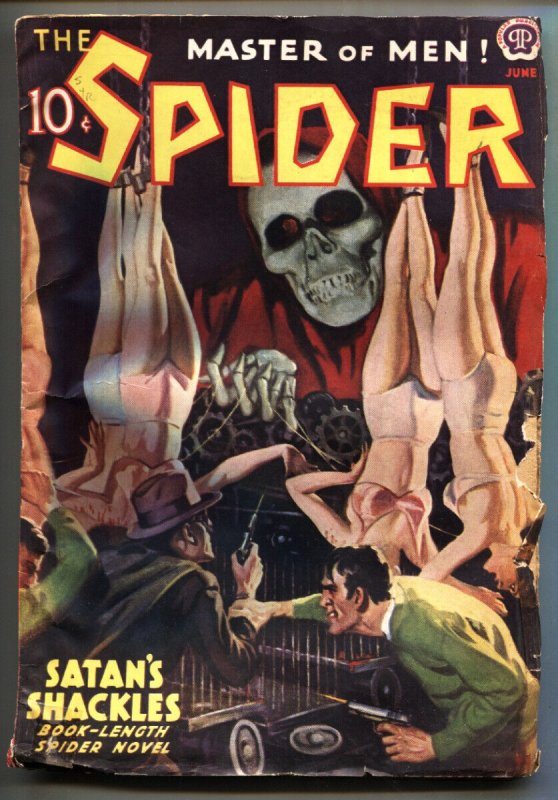 Pulp: The Spider Pulp June 1938- Satan's Shackles- Key Issue VG- (Popular Publications, 1938), raw comic book in VG- condition — front cover