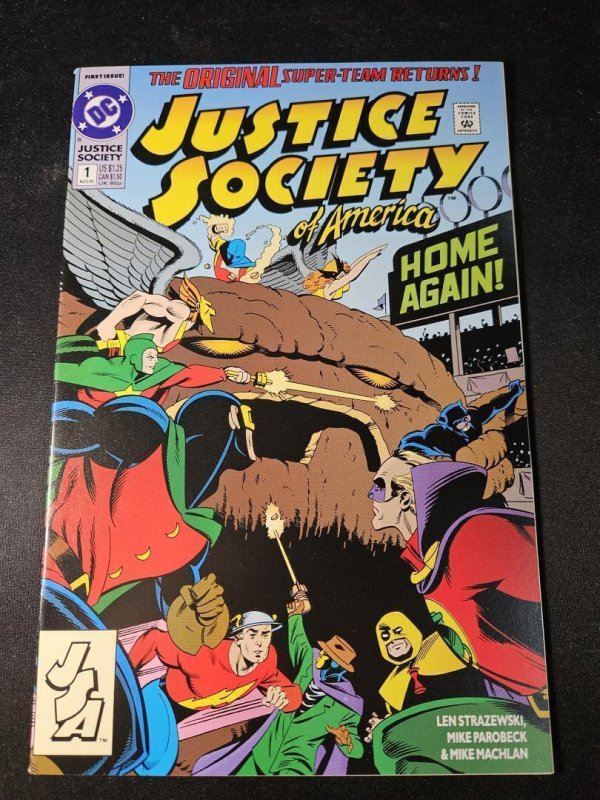 Justice Society of America #1 (DC Comics, 1991), raw comic book in NM condition — front cover