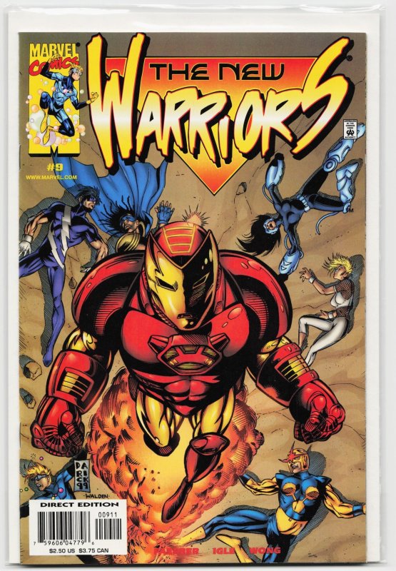 The New Warriors #9 (Marvel Comics, 2000), raw, ungraded comic book — front cover