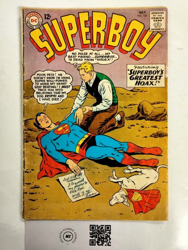 Superboy #106 (DC Comics, 1963), raw comic book in VG/FN condition — front cover