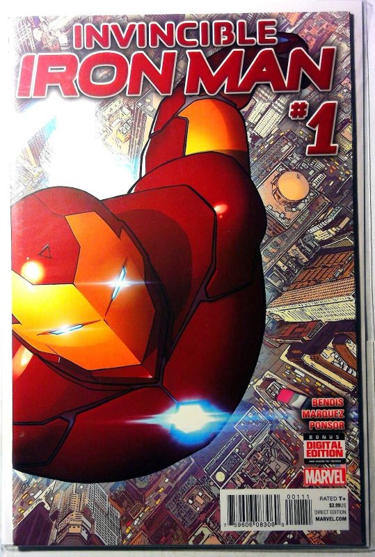 Invincible Iron Man 2nd Series #1 (Marvel Comics, 2015), raw, ungraded comic book — front cover