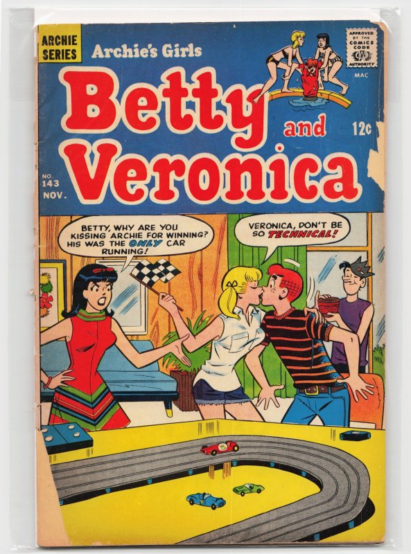 Archie's Girls Betty and Veronica #143 (Archie Comics, 1967), raw, ungraded comic book — front cover
