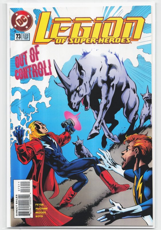 Legion of Super-Heroes #73 (DC Comics, 1995), raw, ungraded comic book — front cover