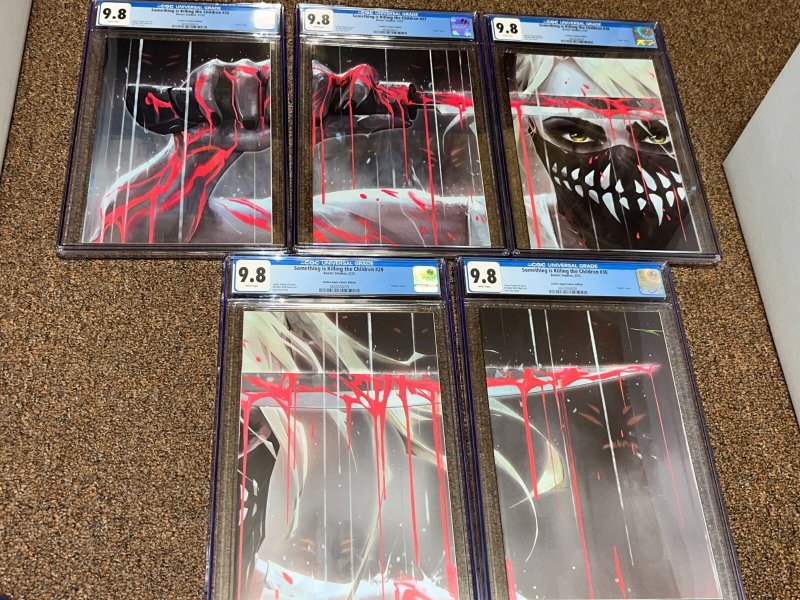 Something is Killing the Children 26 27 28 29 30 Connecting Variants Tao CGC 9.8 (Boom! Studios), CGC 9.8 graded comic book, Universal Blue label — front cover in its holder