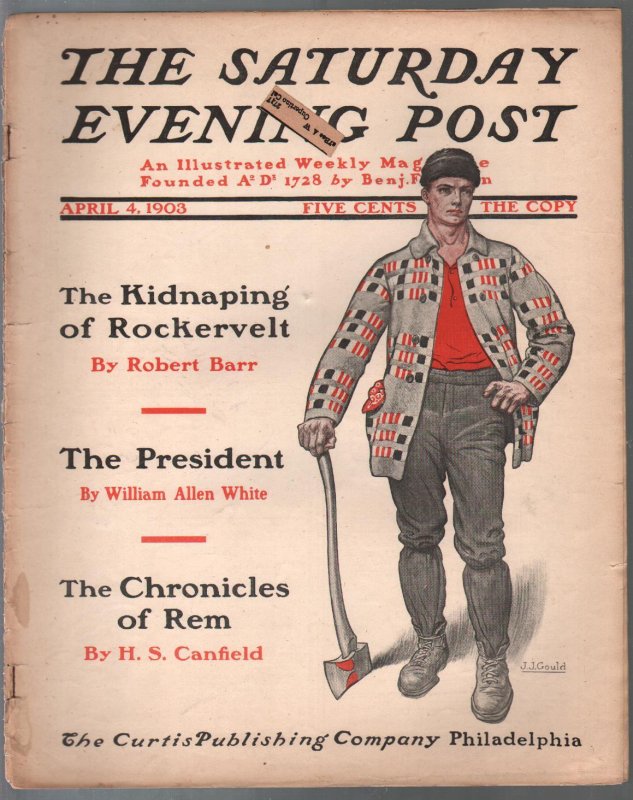 MAG: Saturday Evening Post 4/4/1903-JJ Gould-100+ Years Old-pulp Fiction-G/VG, raw comic book in VG condition — front cover