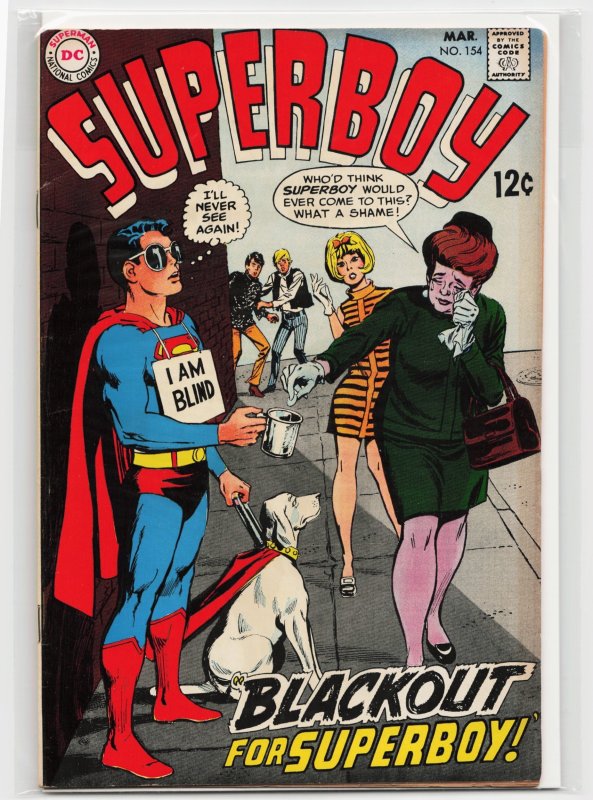 Superboy #154 (DC Comics, 1969), raw, ungraded comic book — front cover