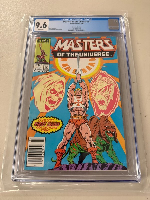 Masters of the Universe #1 (Marvel Comics, 1982), CGC 9.6 graded comic book, Universal Blue label — front cover in its holder