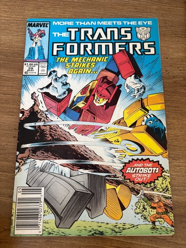 Transformers #28 (Marvel Comics), raw comic book in FN condition — front cover