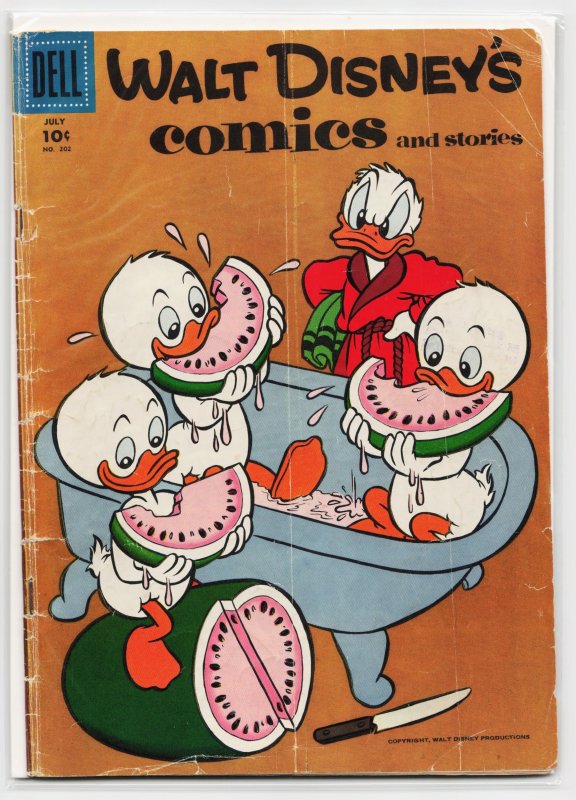 Walt Disney's Comics and Stories #202 (Dell, 1957), raw, ungraded comic book — front cover