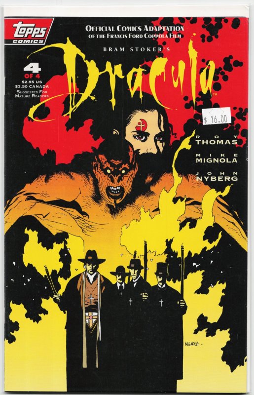 Bram Stoker's Dracula #4 (Topps Comics, 1993), raw, ungraded comic book — front cover