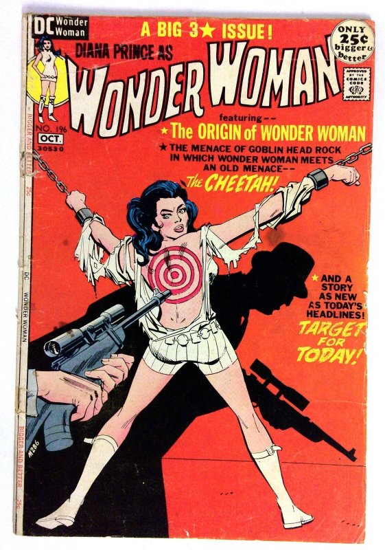 Wonder Woman #196 (DC Comics, 1971), raw, ungraded comic book — front cover
