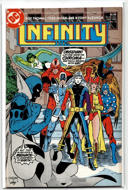 Infinity, Inc #15 (1985), raw, ungraded comic book — front cover