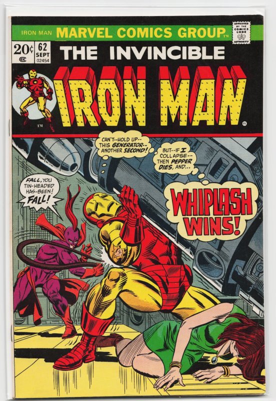 Iron Man #62 (Marvel Comics, 1973), raw, ungraded comic book — front cover