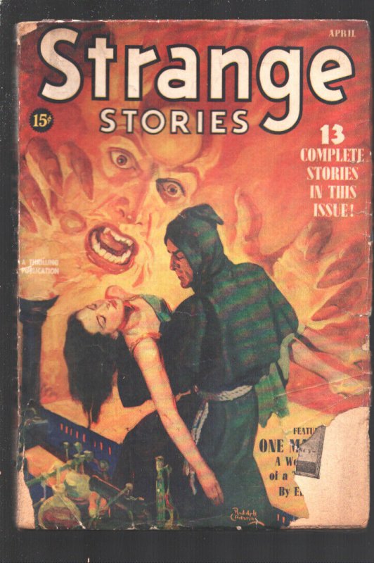 Strange Stories 4/1940-Hooded Menace Cover by Rudolph Belarski-Marla Moravsky..., raw, ungraded comic book — front cover