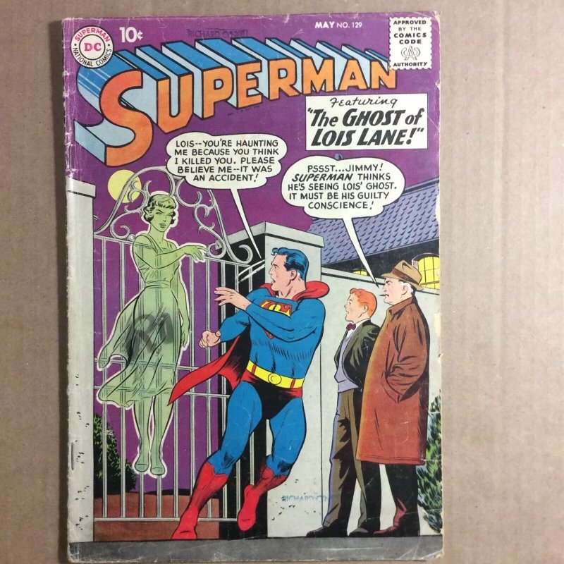 Superman #129 (DC Comics, 1959), raw comic book in 3.5 condition — front cover