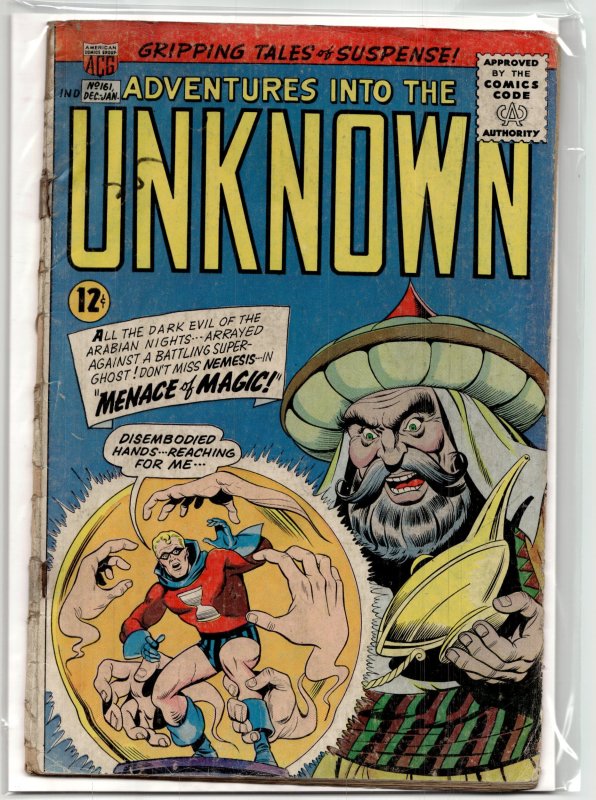 Adventures into the Unknown #161 (1965), raw, ungraded comic book — front cover