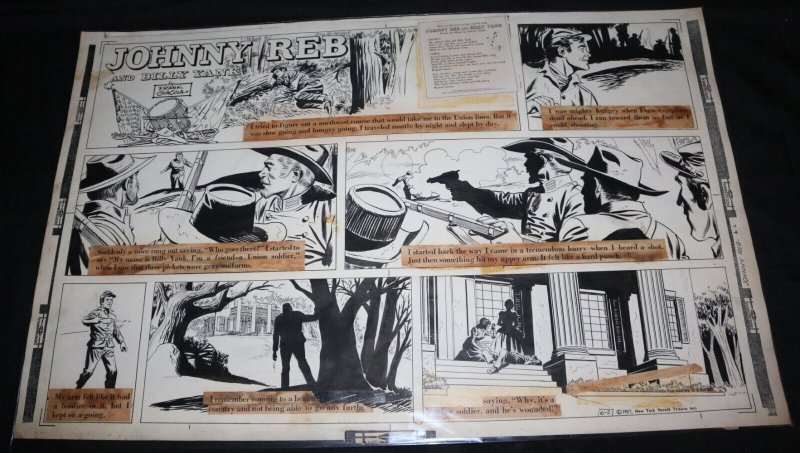 Johnny Reb and Billy Yank Sunday Strip - Civil War - 6/2/1957 by Frank Giacoia, raw, ungraded comic book — front cover