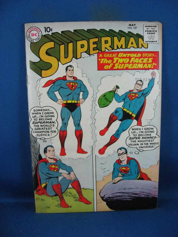 Superman #137 (DC Comics, 1960), raw comic book in VF condition — front cover
