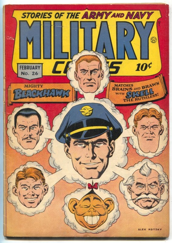 Military Comics #26 (Quality Comics, 1944), raw comic book in FN- condition — front cover