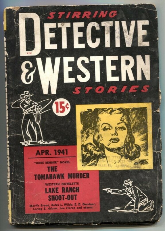 Stirring Detective and Western Stories Pulp April 1941- Rare G/VG (1941), raw comic book in VG condition — front cover