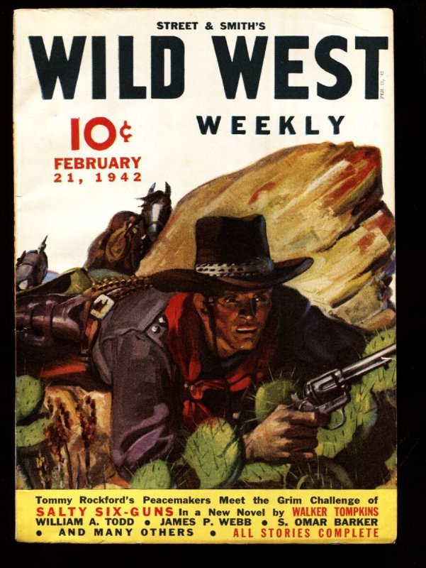 Wild West Weekly 2/21/1942-Tommy Rockford-High Grade- Pulp Magazine, raw, ungraded comic book — front cover