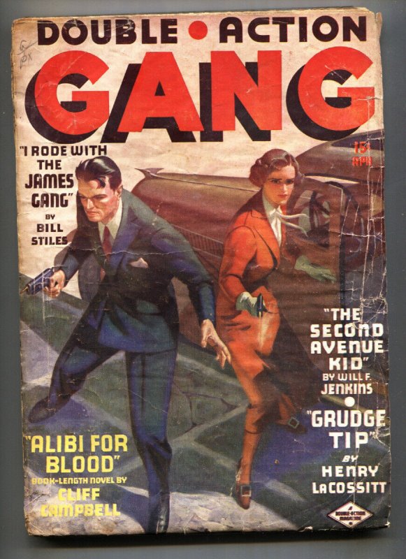 Double-Action Gang April 1937-Gun Moll Cover-James Gang-Rare Crime Pulp Magazine (1937), raw, ungraded comic book — front cover