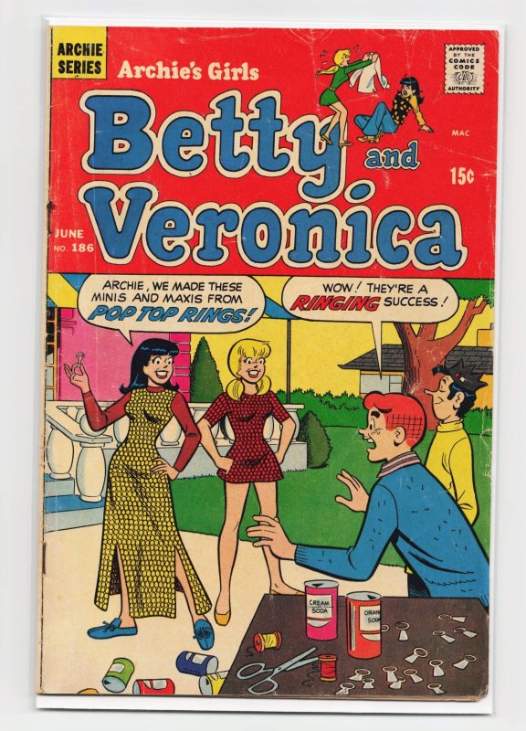 Archie's Girls Betty and Veronica #186 (Archie Comics, 1971), raw, ungraded comic book — front cover