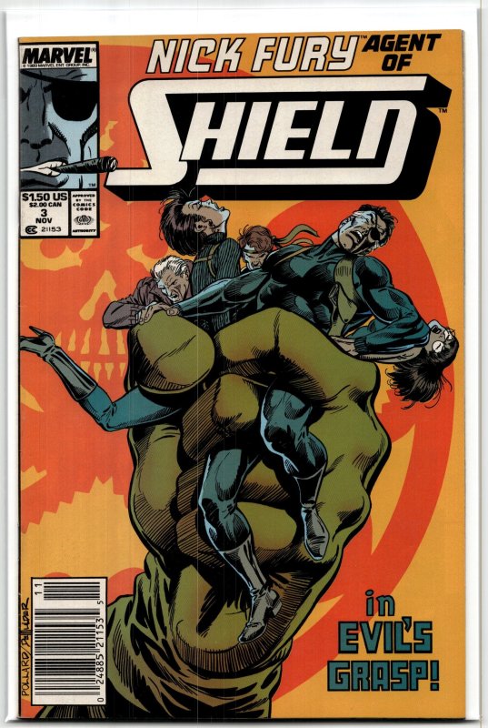 Nick Fury, Agent of SHIELD #3 (Marvel Comics, 1989), raw, ungraded comic book — front cover