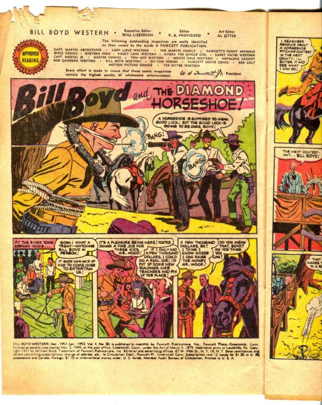 Bill Boyd Western #20 (Fawcett Publications, 1952), raw, ungraded comic book — front cover