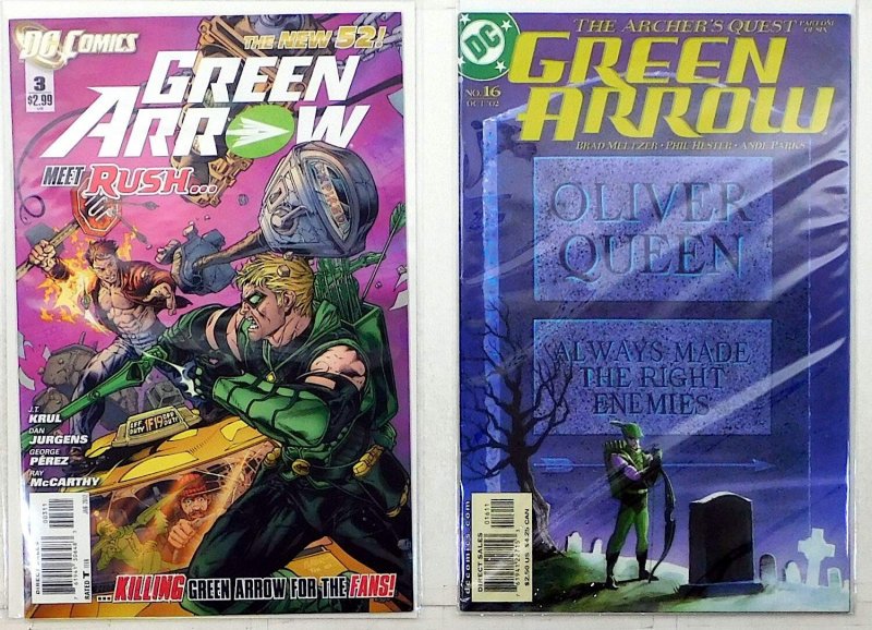 Green Arrow Lot of 2 #16, 4th 3 (2012) DC Comics 1st Print Comic Books (DC Comics, 2012), raw, ungraded comic book — front cover