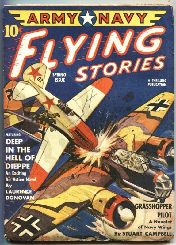 Army Navy Flying Stories-Spg 1943-Belarski Nazi Bomber Cover-Cannibals (1943), raw, ungraded comic book — front cover