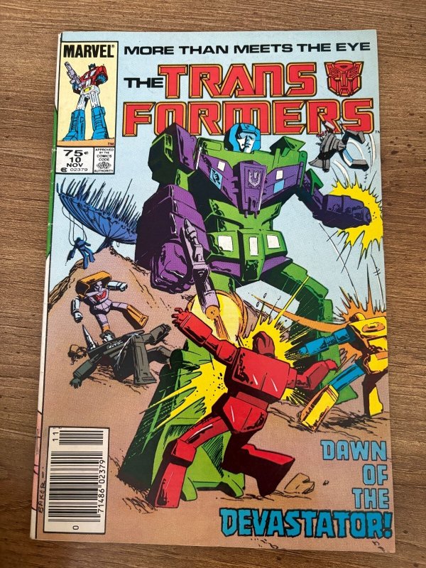 Transformers #10 (Marvel Comics), raw comic book in VF- condition — front cover