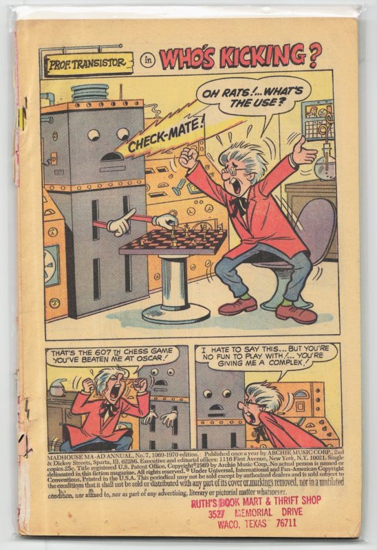 Madhouse Ma-Ad Annual #7 (1969), raw, ungraded comic book — front cover