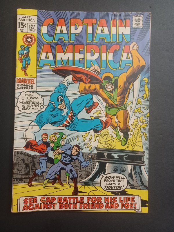Captain America #127 - 1970 - Vg/fn (Marvel Comics, 1970), raw comic book in VG/FN condition — front cover