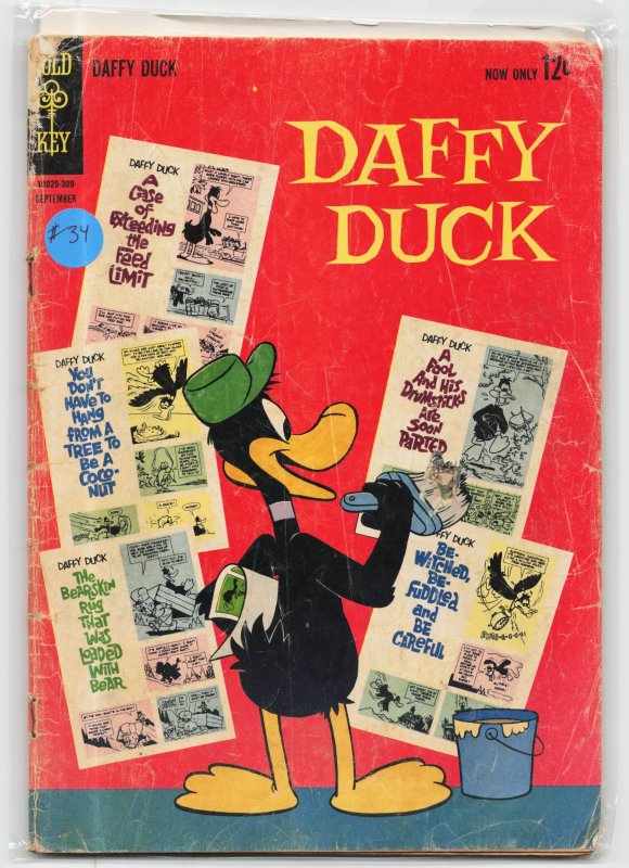 Daffy Duck #34 (Gold Key, 1963), raw, ungraded comic book — front cover