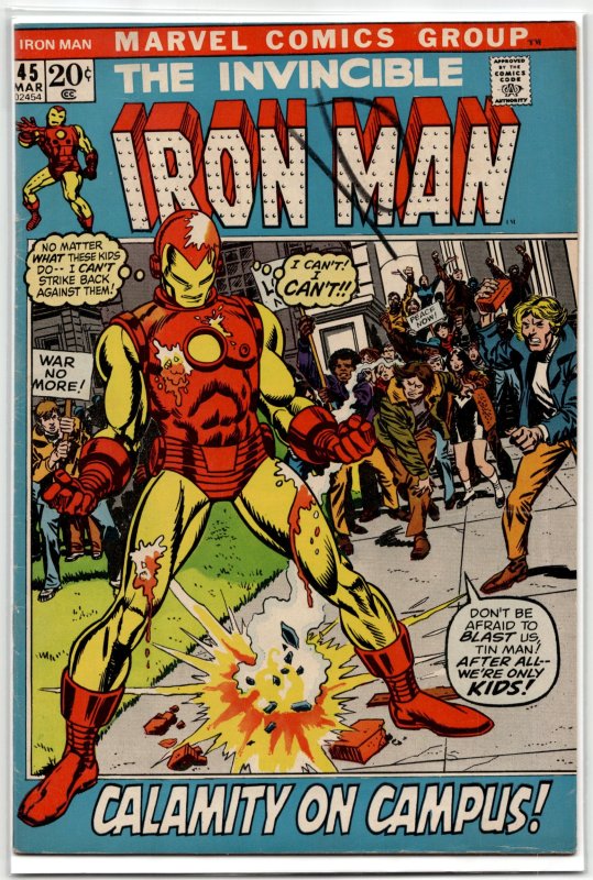 Iron Man #45 (Marvel Comics, 1972), raw, ungraded comic book — front cover