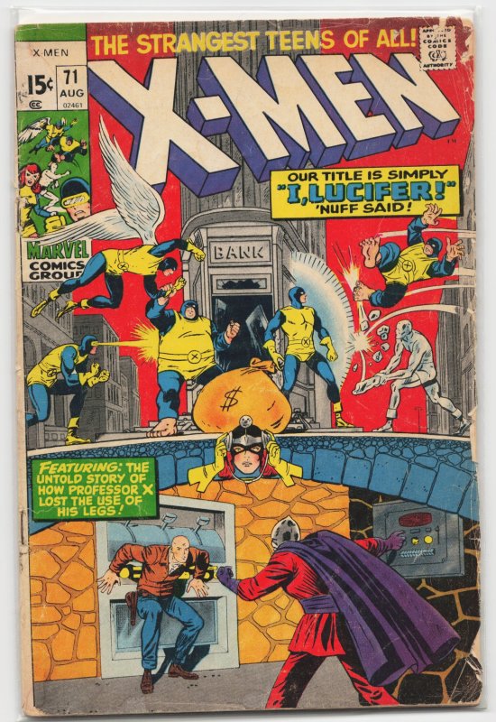 The X-Men #71 (Marvel Comics, 1971), raw, ungraded comic book — front cover